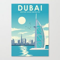 Dubai United Arab Emirates Vintage Travel Poster Canvas Print - Wall Art Decor