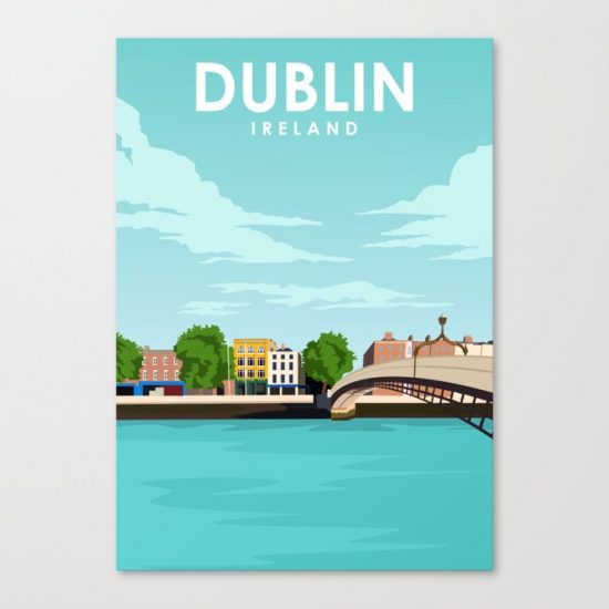 Dublin Ireland Vintage Travel Poster Canvas Print - Wall Art Decor
