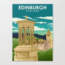 Edinburgh Scotland Vintage Minimal Retro Travel Poster Canvas Print - Wall Art Decor