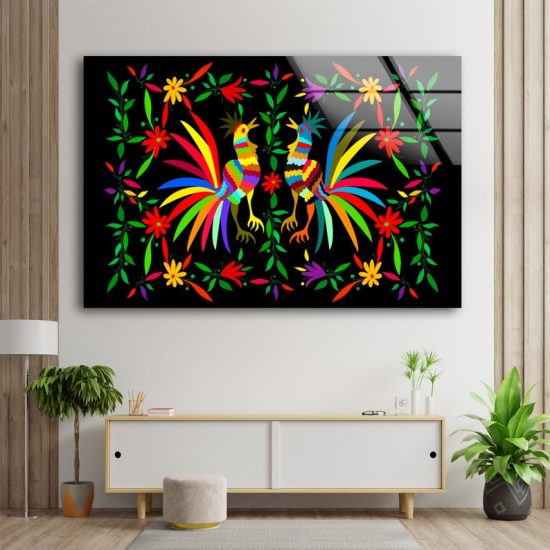 Ethnic Wall Art Mexican Tapestry Wall Art Glass Print 2