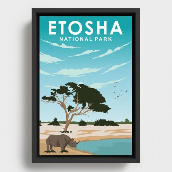 Etosha National Park Namibia Travel Poster Canvas Print Wall Art Decor 1