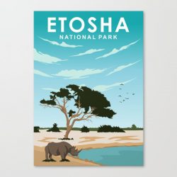 Etosha National Park Namibia Travel Poster Canvas Print - Wall Art Decor