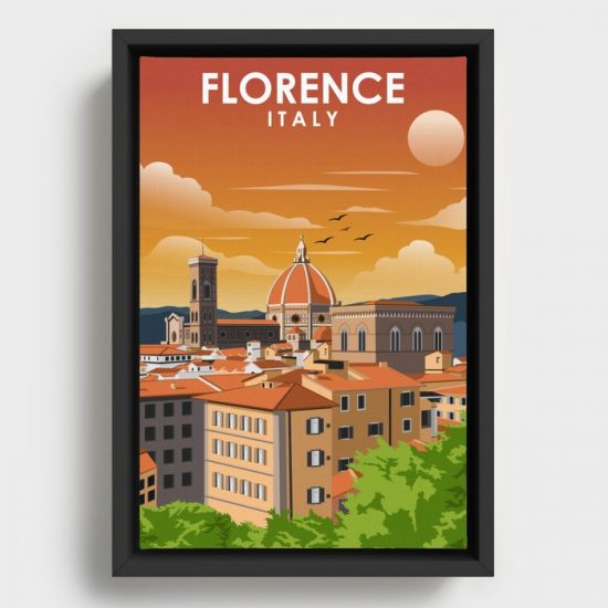 Florence Italy Tuscany Vintage Minimal Travel Poster Canvas Print Wall Art Decor 1