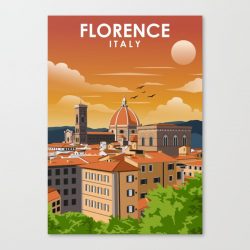 Florence Italy Tuscany Vintage Minimal Travel Poster Canvas Print - Wall Art Decor