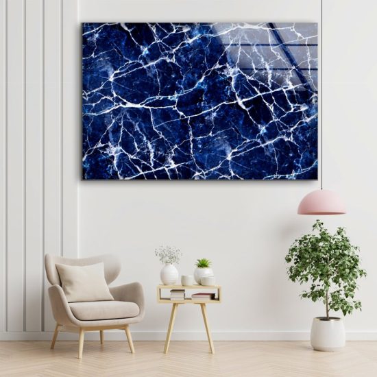 Fractal Wall Art Marble Wall Art Abstract Wall Art Blue Marble Glass Print 1