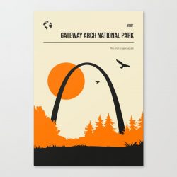 Gateway Arch National Park Vintage Minimal Travel Poster Canvas Print - Wall Art Decor