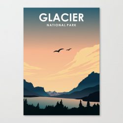 Glacier National Park Travel Poster Canvas Print - Wall Art Decor