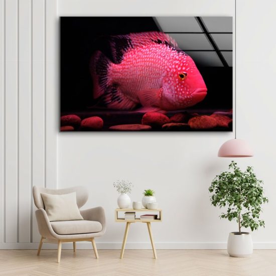 Glass Print Picture Wall Art For Restaurant Office Chess Pieces Wall Art Underwater Wall Art Pink Fish Wall Art 1