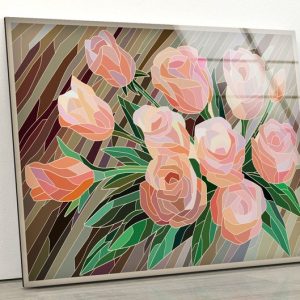 Glass Print Picture Wall Art For Restaurant Office Flower Glass Wall Art Rose Stained Glass Wall Art Tempered Glass Wall Art