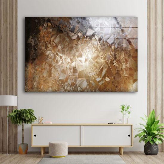 Glass Print Picture Wall Art For Restaurant Office Tempered Glass Wall Art Gold Abstract Wall Art Copper Wall Art 1