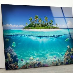 Glass Print Picture Wall Art For Restaurant Office Wall Art Undersea View Wall Art Tropical Beach Wall Art