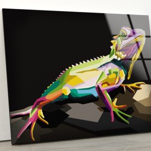 Glass Print Picture Wall Art For Restaurant Office Wall Art Uv Printing Abstract Animal Colorful Pop Art