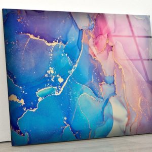 Glass Print Picture Wall Art For Restaurant Office Wall Art Uv Printing Alcohol Ink Abstract Marble Wall Art
