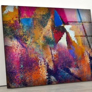 Glass Print Picture Wall Art For Restaurant Office Wall Art Uv Printing Alcohol Ink Colorful Abstract Wall Art