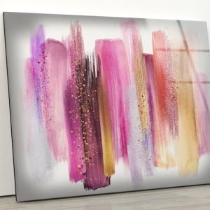 Glass Print Picture Wall Art For Restaurant Office Wall Art Uv Printing Alcohol Ink Pink Gold Wall Art