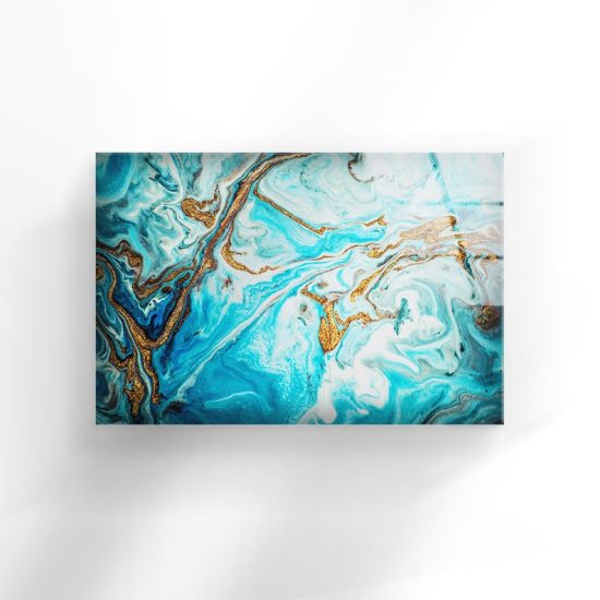 Glass Print Picture Wall Art For Restaurant Office Wall Art Uv Printing Gold And Turquoise Marble Wall Hanging 1 1