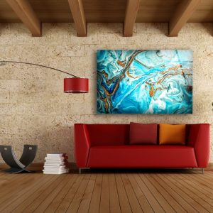 Glass Print Picture Wall Art For Restaurant Office Wall Art Uv Printing Gold And Turquoise Marble Wall Hanging 2 1