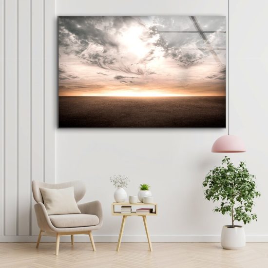 Glass Print Picture Wall Art For Restaurant Office Wall Art Uv Printing Night Sky Horizon And Dramatic Clouds 1