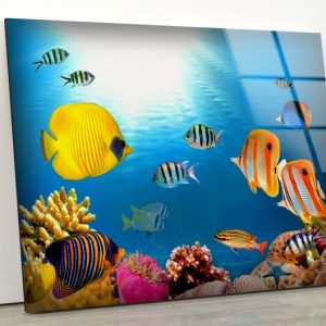 Glass Print Picture Wall Art For Restaurant Office Wall Art Wall Hanging Uv Printing Aquarium Vivid Wall Art