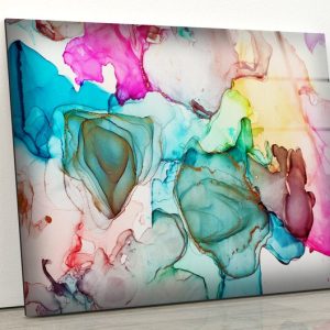 Glass Print Wall Art For Big Wall Office Decor Tempered Glass Printing Wall Art Alcohol Ink Colorful Abstract Marble Wall Art