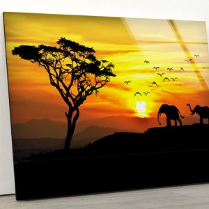 Glass Print Wall Arts For Big Wall Office Decor Tempered Glass Printing Wall Art African Wild Wall Art Elephant Wall Art
