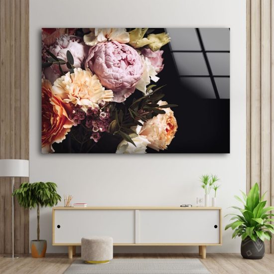 Glass Print Wall Arts For Big Wall Office Decor Tempered Glass Printing Wall Art Flower Wall Art Peony Wall Art 1