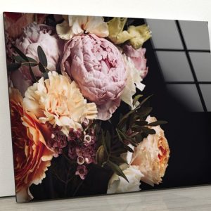 Glass Print Wall Arts For Big Wall Office Decor Tempered Glass Printing Wall Art Flower Wall Art Peony Wall Art