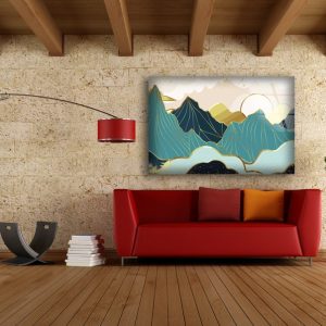Glass Print Wall Arts For Big Wall Office Decor Tempered Glass Printing Wall Art Gold Mountain Design With Landscape Line Art 2