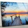 Glass Print Wall Arts For Big Wall Office Decor Tempered Glass Printing Wall Art Lake View Wall Art Birds Pier Wall Art