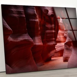 Glass Print Wall Arts For Big Wall Office Decor Tempered Glass Printing Wall Art Soft Light Illuminate Canyon Red Wall Art