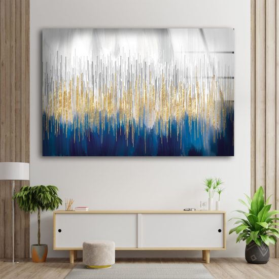 Glass Print Wall Arts For Big Wall Tempered Glass Printing Wall Art Golden Abstract Painting Gold Wall Art