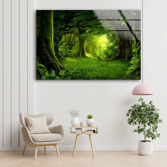 Glass Print Wall Arts For Big Walls Office Decor Tempered Glass Printing Wall Art Wall Hanging Tropical Forests 1
