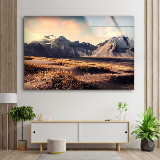 Glass Printing Wall Art Glass Wall Decor Wall Hanging Uv Print Tempered Glass Art Sunset On Mount Vestrahorn View Of Iceland 2