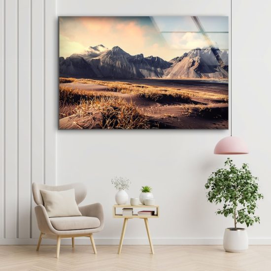 Glass Printing Wall Art Glass Wall Decor Wall Hanging Uv Print Tempered Glass Art Sunset On Mount Vestrahorn View Of Iceland