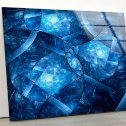 Glass Wall Art Glass Wall Decor Wall Hanging Tempered Glass Printing Wall Art Blue Abstract Stained Wall Art