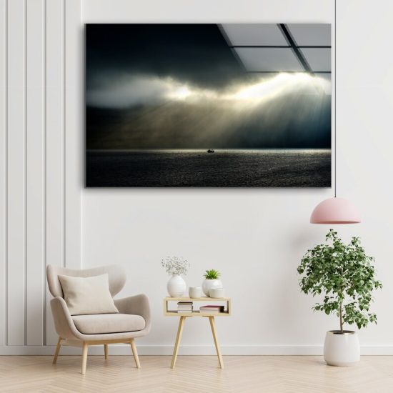 Glass Wall Art Glass Wall Decor Wall Hanging Tempered Glass Printing Wall Art Seascape At Dusk Bright Clouds 1
