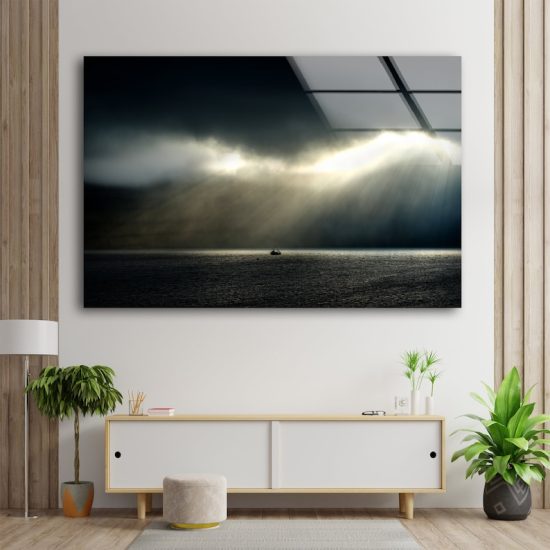 Glass Wall Art Glass Wall Decor Wall Hanging Tempered Glass Printing Wall Art Seascape At Dusk Bright Clouds