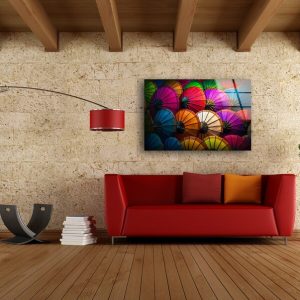 Glass Wall Decor Living Room Tempered Glass Print Abstract Art Wall Hanging Colorful Umbrella Cool Art 2