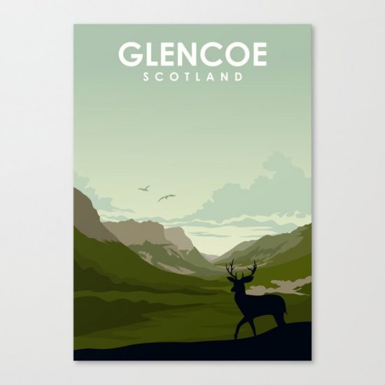 Glencoe National Park Travel Poster Canvas Print - Wall Art Decor