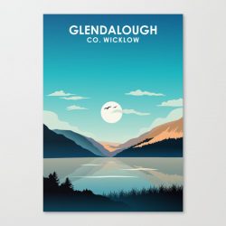 Glendalough Ireland Travel Poster Canvas Print - Wall Art Decor