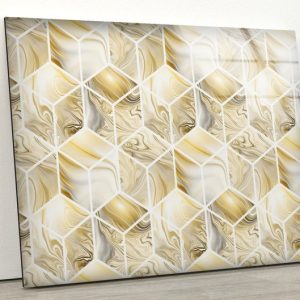 Gold Abstract Wall Art Gold Fractal Wall Art Glass Print 1