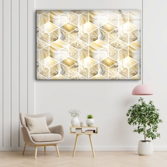 Gold Abstract Wall Art Gold Fractal Wall Art Glass Print 2