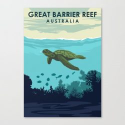 Great Barrier Reef Australia Turtle Travel Poster Canvas Print - Wall Art Decor