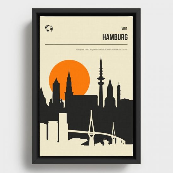 Hamburg Germany Minimal Book Cover Travel Poster Canvas Print Wall Art Decor 1