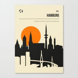 Hamburg Germany Minimal Book Cover Travel Poster Canvas Print - Wall Art Decor