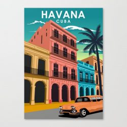 Havana Cuba Vintage Minimal Travel Poster Canvas Print - Wall Art Decor