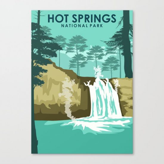 Hot Springs National Park Travel Poster Canvas Print - Wall Art Decor