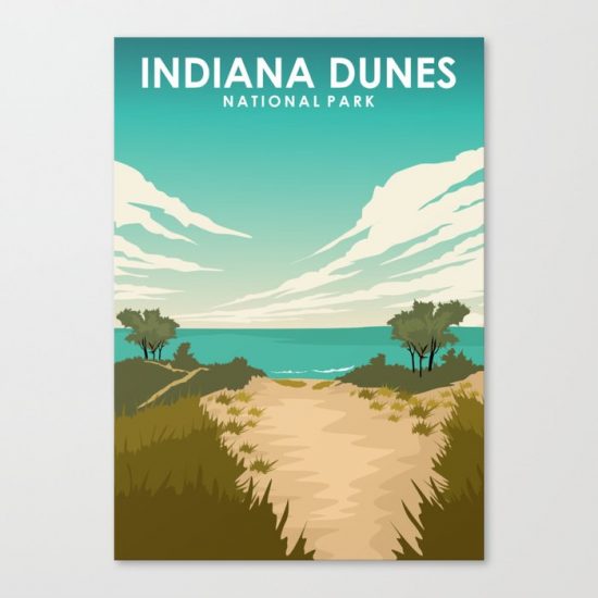 Indiana Dunes National Park Travel Poster Canvas Print - Wall Art Decor