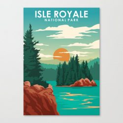 Isle Royale National Park Travel Poster Canvas Print - Wall Art Decor
