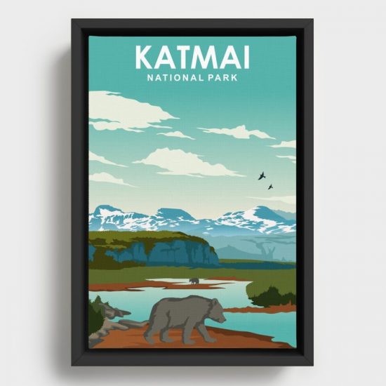 Katmai National Park Travel Poster Canvas Print Wall Art Decor 1